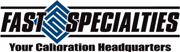 Fast Specialties: Your Calibration Headquarters | Blue logo on black text